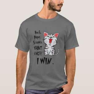 Rock Paper Scissor Throat Punch I Win Catt Funny T-Shirt