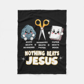 Rock Paper Scissors But Nothing Beats Jesus Funny Fleecedecke (Vorderseite)