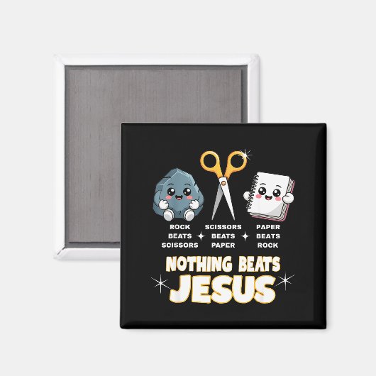 Rock Paper Scissors But Nothing Beats Jesus Funny Magnet (Vorderseite/Rückseite)