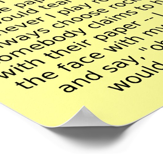 Rock Paper Scissors Debatten Funny Poster Sign (Ecke)