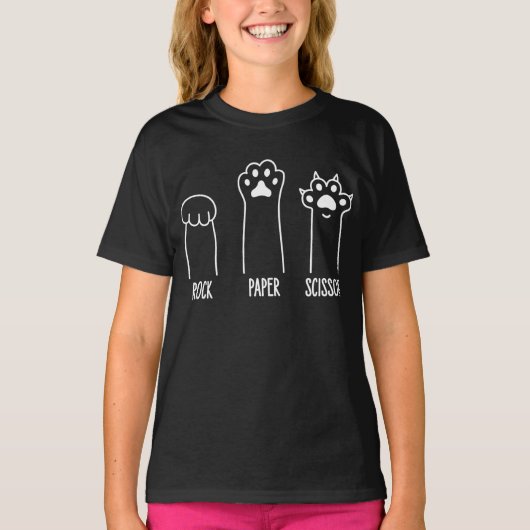 Rock Paper Scissors Funny Cat Paw T-Shirt (Vorderseite)