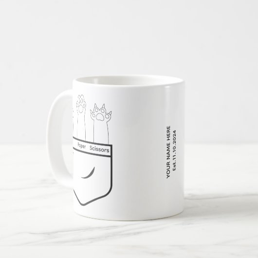 Rock Paper Scissors Funny Pocket Cat Pfeffer Liebh Kaffeetasse (Vorderseite Links)