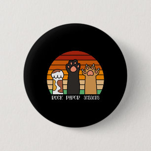 Rock Paper Scissors Game Kitten Lover Animal Paws Button