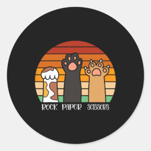 Rock Paper Scissors Game Kitten Lover Animal Paws Runder Aufkleber