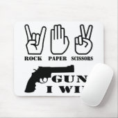 Rock Paper Scissors Gun I Win Mousepad (Mit Mouse)