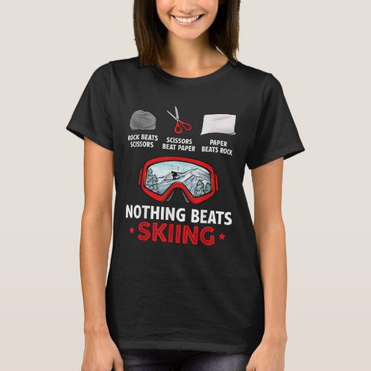 Rock Paper Scissors Nothing Beats Skiing T-Shirt (Vorderseite)