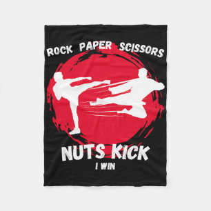 Rock Paper Scissors Nuts Kick Win Funny Taekwondo Fleecedecke