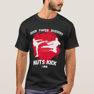 Rock Paper Scissors Nuts Kick Win Funny Taekwondo T-Shirt