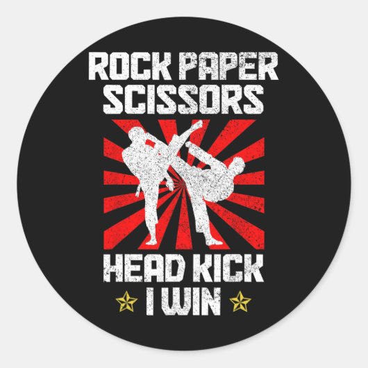 Rock Paper Scissors Taekwondo Karate Runder Aufkleber (Vorderseite)