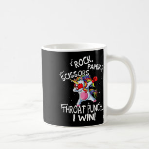 Rock Paper Scissors Throat Punch I Win Unicorn Box Kaffeetasse
