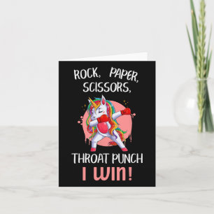 Rock Paper Scissors Throat Punch I Win Unicorn Box Karte