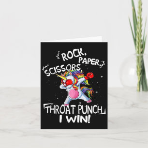 Rock Paper Scissors Throat Punch I Win Unicorn Box Karte