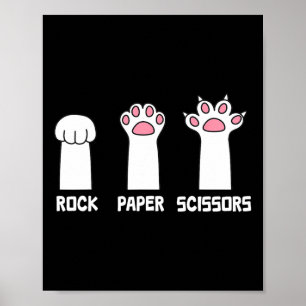 Rock Paper Scissy Cat Paws Game Niedlich Paw Funny Poster