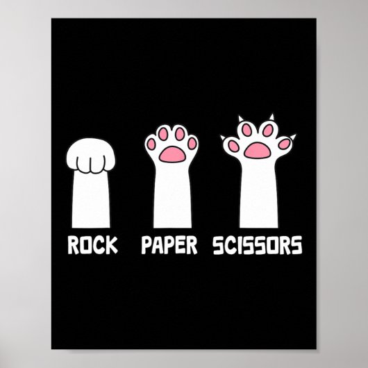 Rock Paper Scissy Cat Paws Game Niedlich Paw Funny Poster (Vorne)