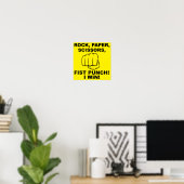 Rock Paper Scissy Fist Punch Funny Poster Sign (Heimbüro)