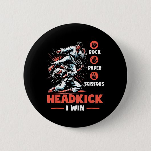 Rock Paper Scissy Headkick Win Funny Taekwondo K Button (Vorderseite)