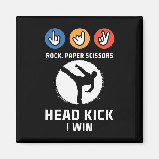 Rock Paper Scissy Headkick Win Funny Taekwondo K Magnet (Vorne)