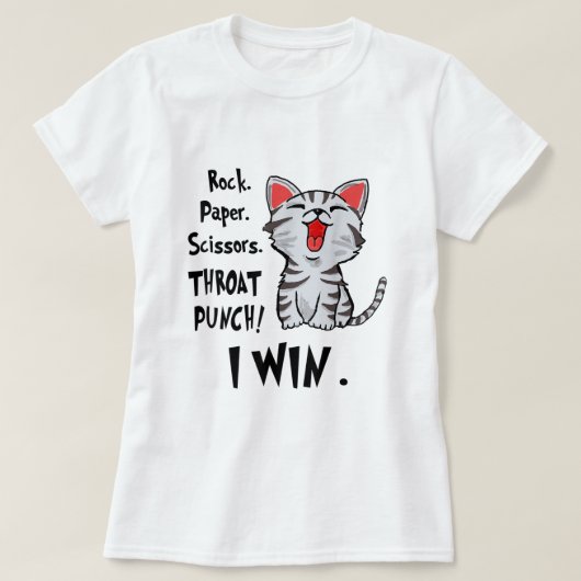 Rock Paper Scissy Throat Punch I Win Cat Funny T-Shirt (Design vorne)
