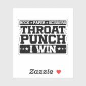 Rock Paper Scissy Throat Punch I Win, Funny Aufkleber (Blatt)