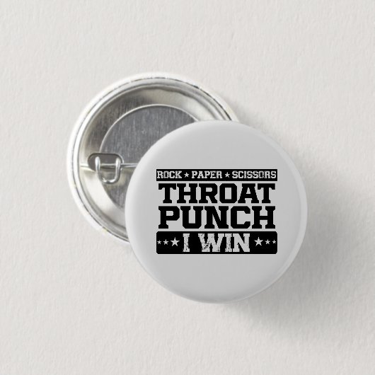 Rock Paper Scissy Throat Punch I Win, Funny Button (Vorne & Hinten)