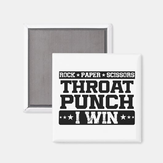 Rock Paper Scissy Throat Punch I Win, Funny Magnet (Vorderseite/Rückseite)