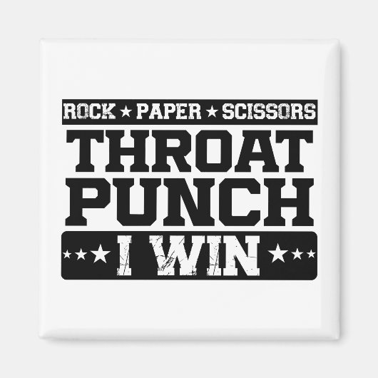 Rock Paper Scissy Throat Punch I Win, Funny Magnet (Vorne)