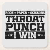 Rock Paper Scissy Throat Punch I Win, Funny Rechteckiger Pappuntersetzer (Vorderseite)