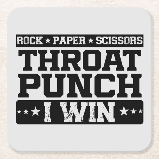 Rock Paper Scissy Throat Punch I Win, Funny Rechteckiger Pappuntersetzer (Vorderseite)