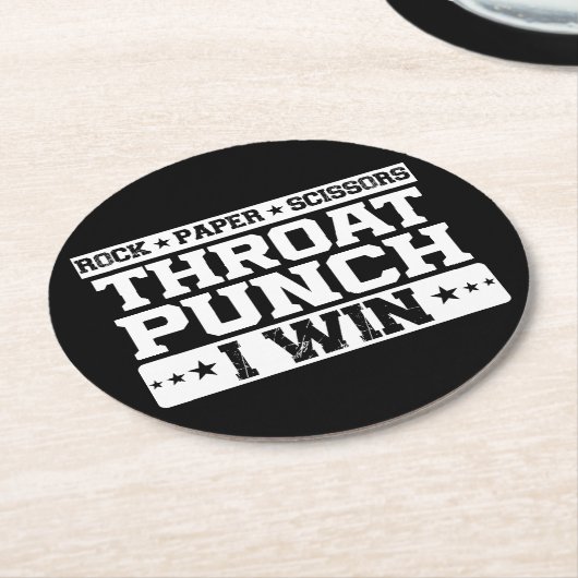 Rock Paper Scissy Throat Punch I Win Spaß Quote Runder Pappuntersetzer (Angewinkelt)