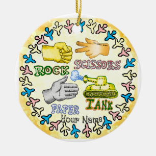 Rock Paper Tank Keramik Ornament