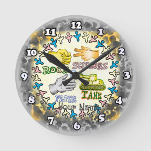 Rock Paper Tank  Runde Wanduhr