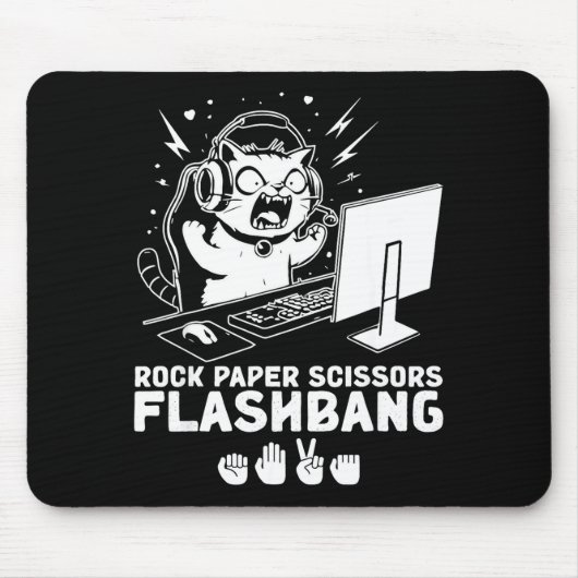 Rock Papier Schere Flashbang Katzen Meme Mousepad (Vorne)