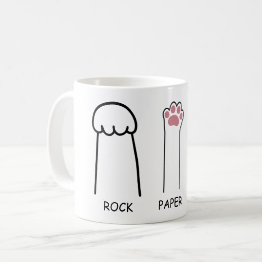 Rock, Papier, Schere Kaffeetasse (Vorderseite Links)