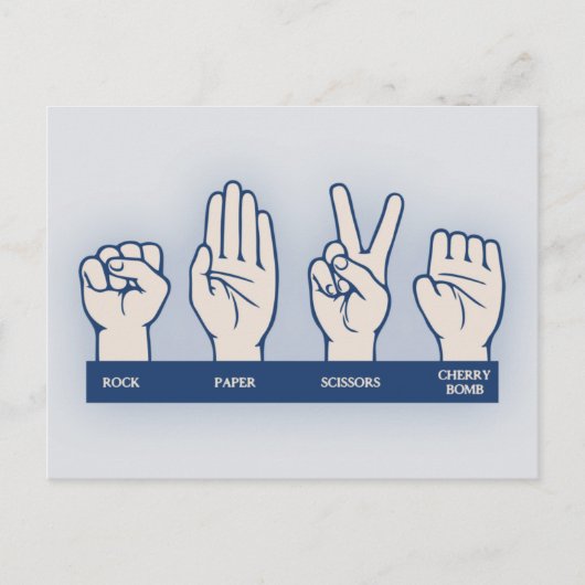 Rock, Papier, Schere, Kirschbombe Postkarte (Vorderseite)