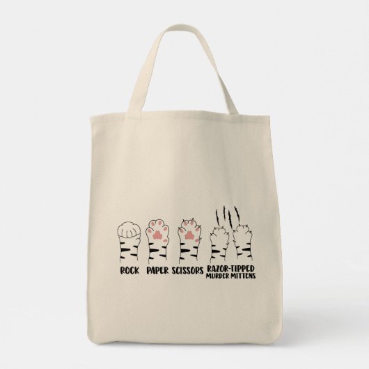 Rock, Papier, Schere, Mordfäuste! Tragetasche (Rückseite)