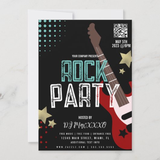 Rock Party Festival DJ Party Bar Flyer Einladung (Vorderseite)