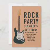 Rock Party Gitarre Peach Adult Moderner Spaß Gebur Einladung (Vorderseite)