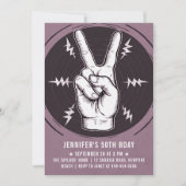 Rock Party Peace Sign Pink Adult Moderner Geburtst Einladung (Vorderseite)