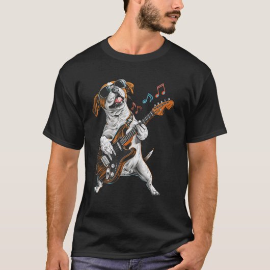 Rock Pointer Dog Gitarre Funny Guitar Point T-Shirt (Vorderseite)