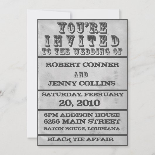 Rock Poster Wedding Invite (Heute bester Preis) Einladung (Vorderseite)
