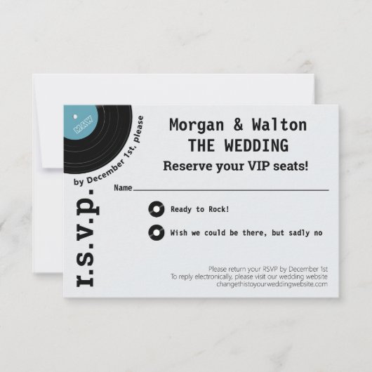 Rock Record Album Concert Style Einfache UAWG RSVP Karte (Vorderseite)