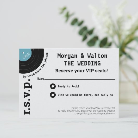 Rock Record Album Concert Style Einfache UAWG RSVP Karte (Stehend Vorderseite)