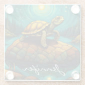Rock River Nature Turtle Name Glasuntersetzer (Rückseite)