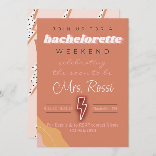 Rock & Roll Bach Party Einladung (Vorne/Hinten)