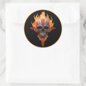 Rock & Roll Band "Heavy Metal Music Flaming Skull" Runder Aufkleber (Tasche)