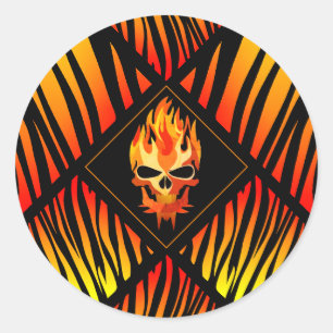 Rock & Roll Band-Musiker Flammender Totenkopf Cust Runder Aufkleber