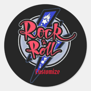 Rock & Roll Blitz Runder Aufkleber