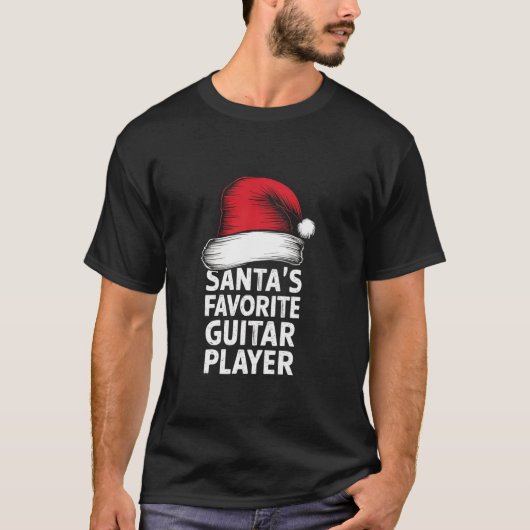 Rock Roll Christmas Santa Claus Gitarrist T-Shirt (Vorderseite)
