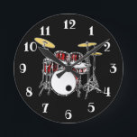 Rock & Roll Drum Kit Drummer Musician Drumming Rou Runde Wanduhr<br><div class="desc">This cool drum kit drummer clock is the perfect accent for your rock and roll nursery or bedroom. What a great gift idea for your favorite musician or music fan!

Be sure to visit the DrumJunkie Graphics store for more amazing musician merch and gift ideas.</div>