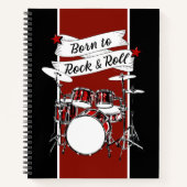 Rock & Roll Drum Kit Rock Star Drummer Boy Music N Notizblock (Vorderseite)